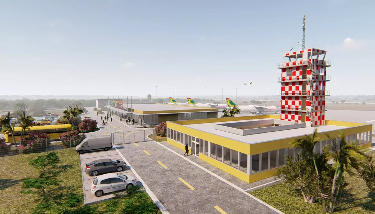 Vizualizace nové podoby letiště v Saint-Louis v Senegalu.